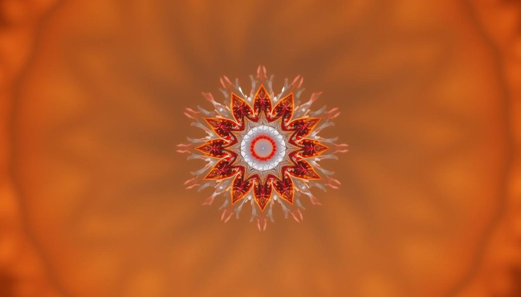 A highly detailed, anatomically accurate rendering of the pineal gland, the tiny endocrine organ at the geometric center of the brain. Depicted in a soft, warm light with a shallow depth of field, the gland appears to float in a serene, meditative void, its intricate structure and delicate, translucent form inviting contemplation. The image conveys a sense of the pineal gland's mystical significance as the "third eye" - a portal to higher consciousness and spiritual enlightenment. Rendered with photorealistic precision using advanced 3D modeling and lighting techniques to capture the gland's subtle textures and inner luminescence.